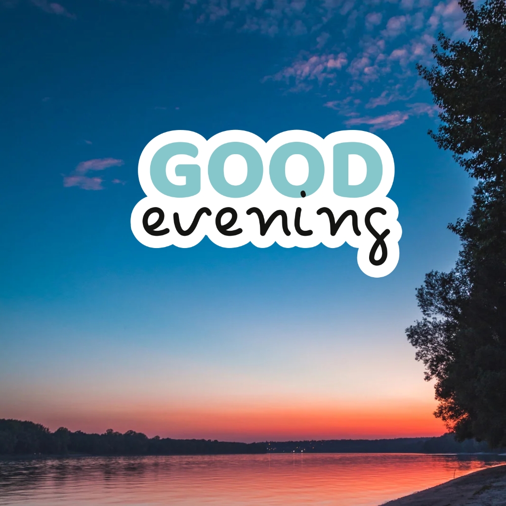 Blue sky orange colour border background good evening images.