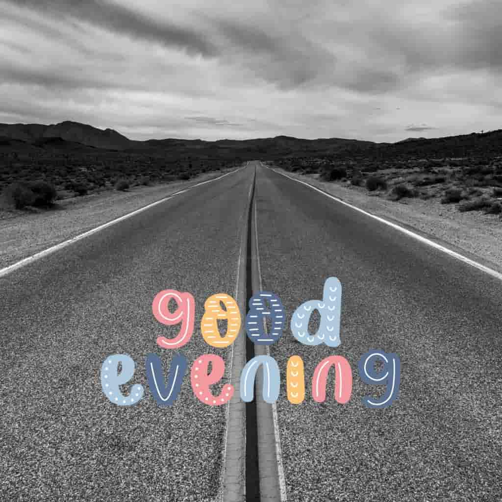 A strait road towards the mountains good evening image.
