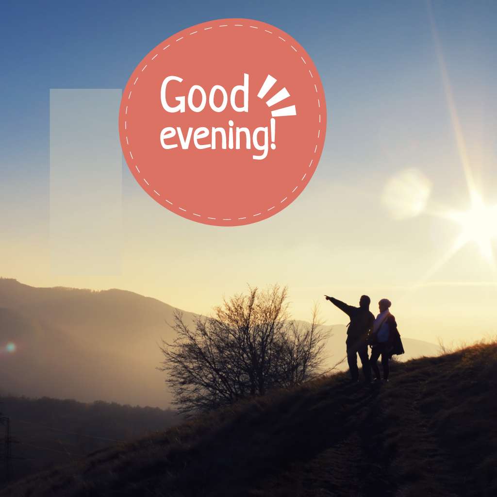 A couple enjoying the mountain view on good evening image.