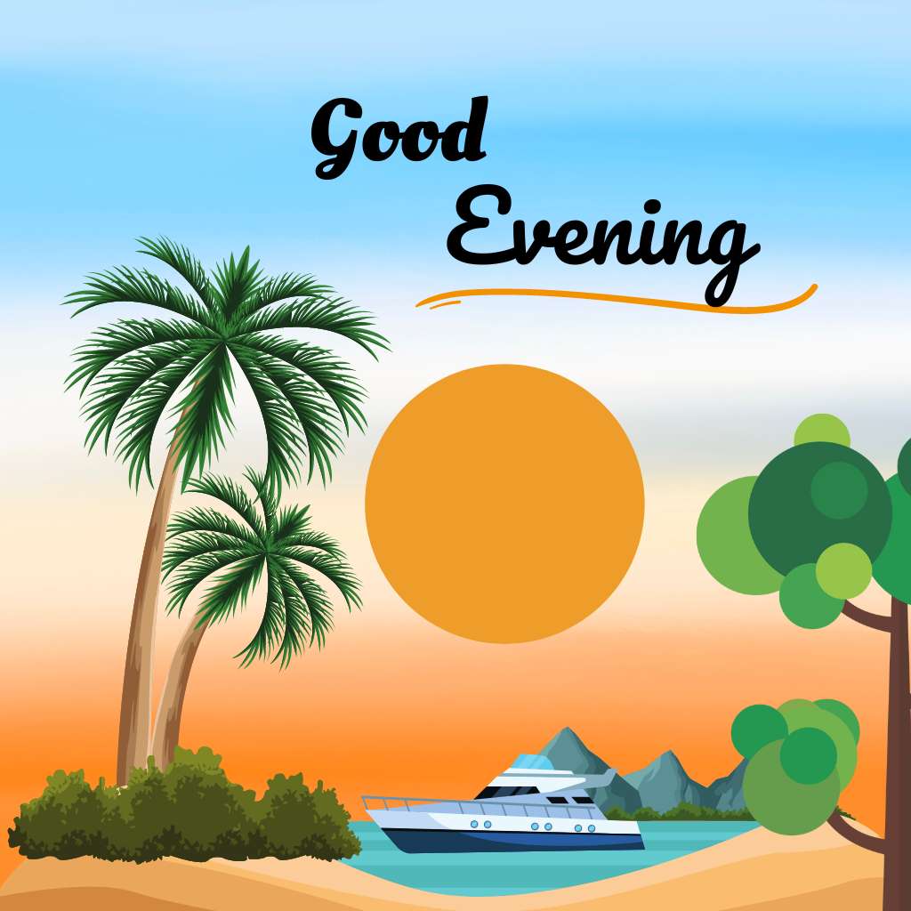 Beautiful scenery of sun sets up on mountain and coconut trees n a boat. Perfect for good evening images.