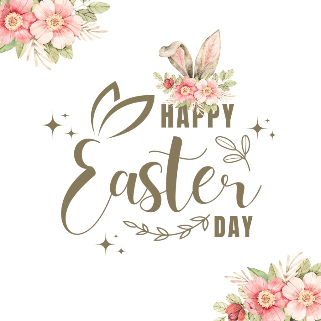 Pink flowers with leaves background happy easter images for celebration.