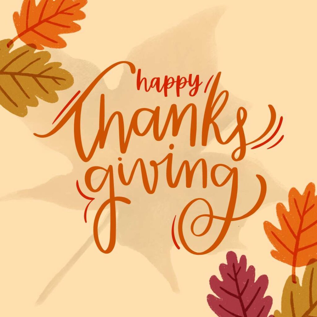 Happy thanksgiving images with decorative colourful leaves.